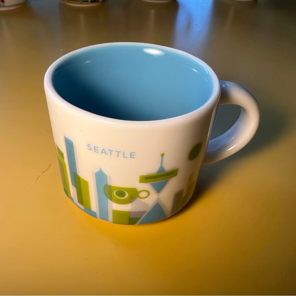 Starbucks Seattle Mug - Light Blue and Lime Green